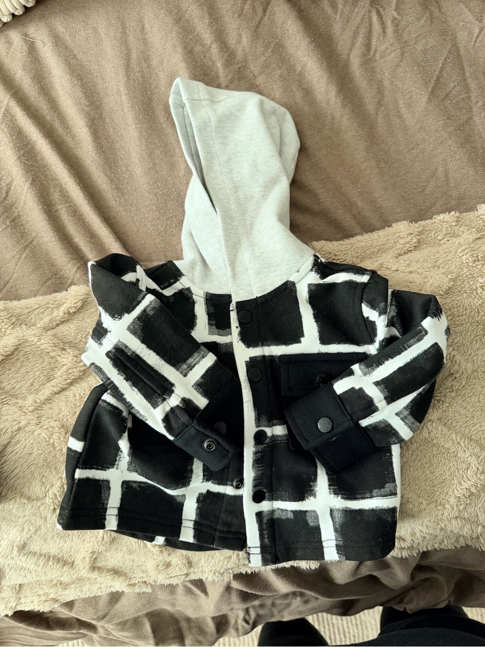 Little Bipsy Black & White Grid Hooded Jacket